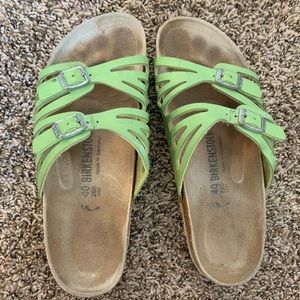Green double strap Birkenstock’s